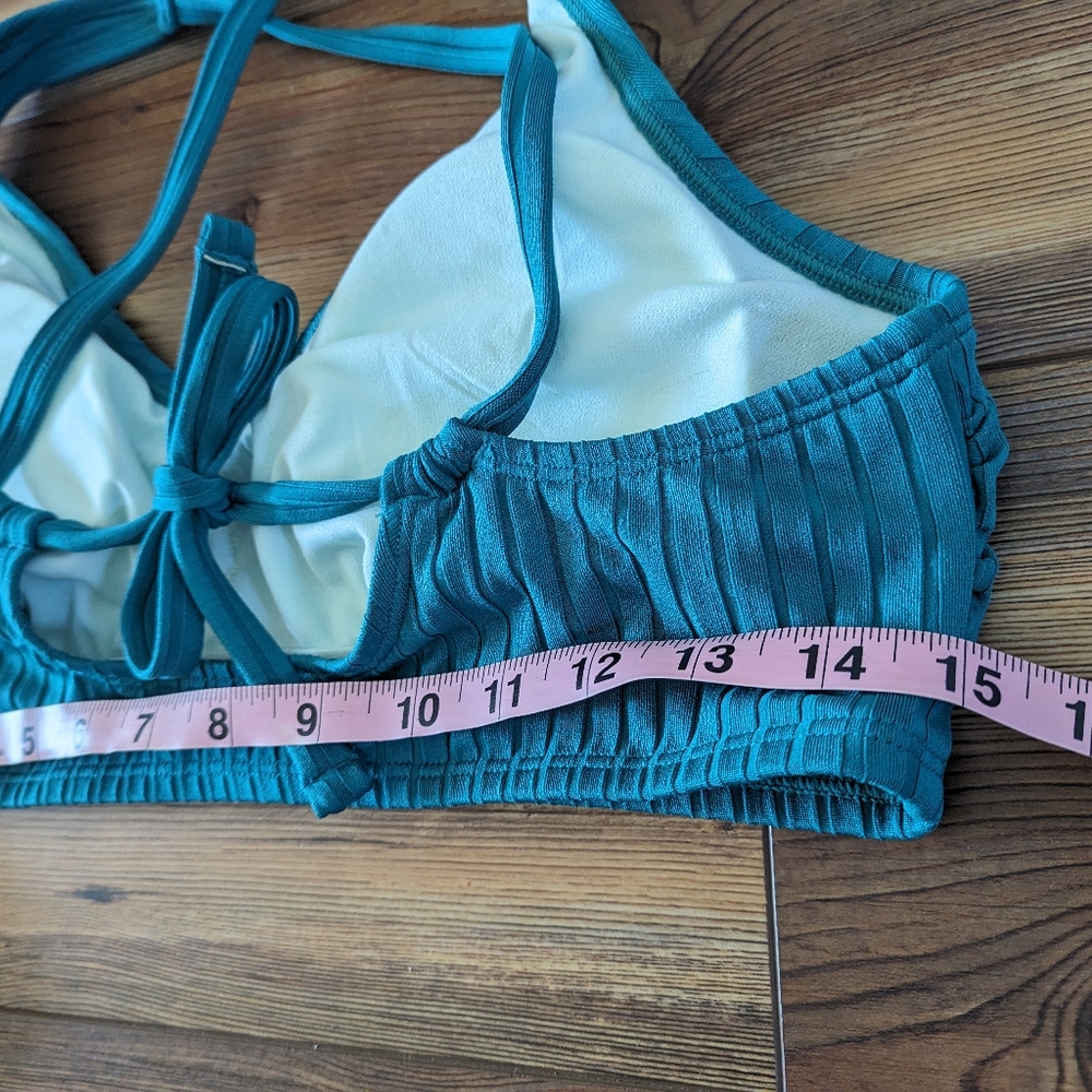 NWT Cupshe Solid Green 2 Piece Swimsuit Bikini High-Waisted L - Picture 8 of 9